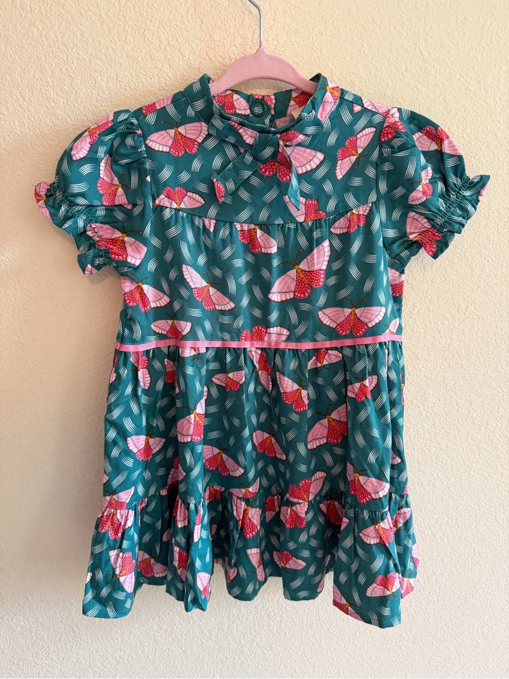 Finding Foxtales Fit&Flutter Teal Butterfly Print Dress